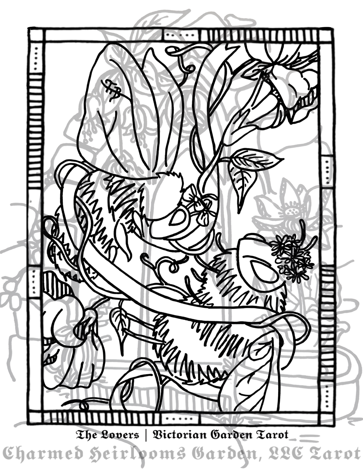 Major Arcana Tarot Coloring Page - 𝕿𝖍𝖊 𝕷𝖔𝖛𝖊𝖗𝖘