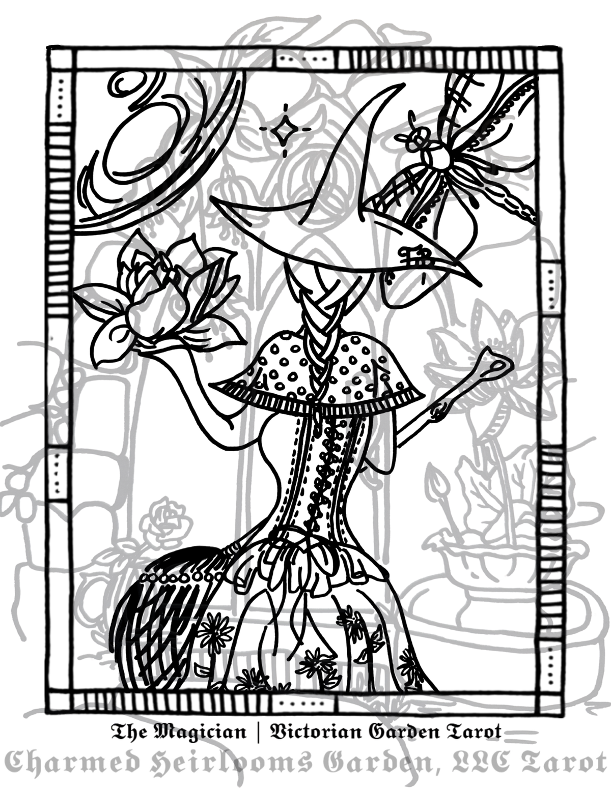 Major Arcana Tarot Coloring Page - 𝕿𝖍𝖊 𝕸𝖆𝖌𝖎𝖈𝖎𝖆𝖓