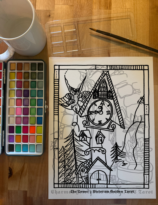 Major Arcana Tarot Coloring Page - 𝕿𝖍𝖊 𝕿𝖔𝖜𝖊𝖗
