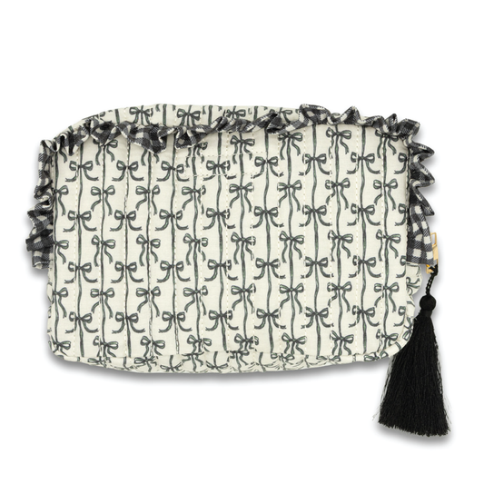 Simply Southern® Quilted Cosmo Bag: Black Bow