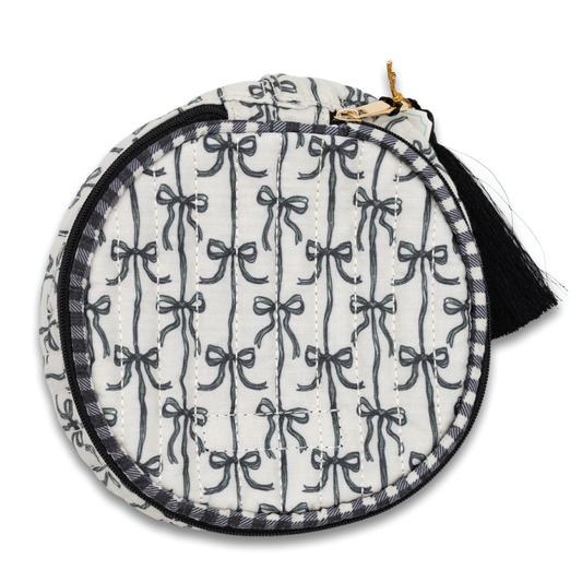 Simply Southern® Quilted Tassel Bag: Black Bow