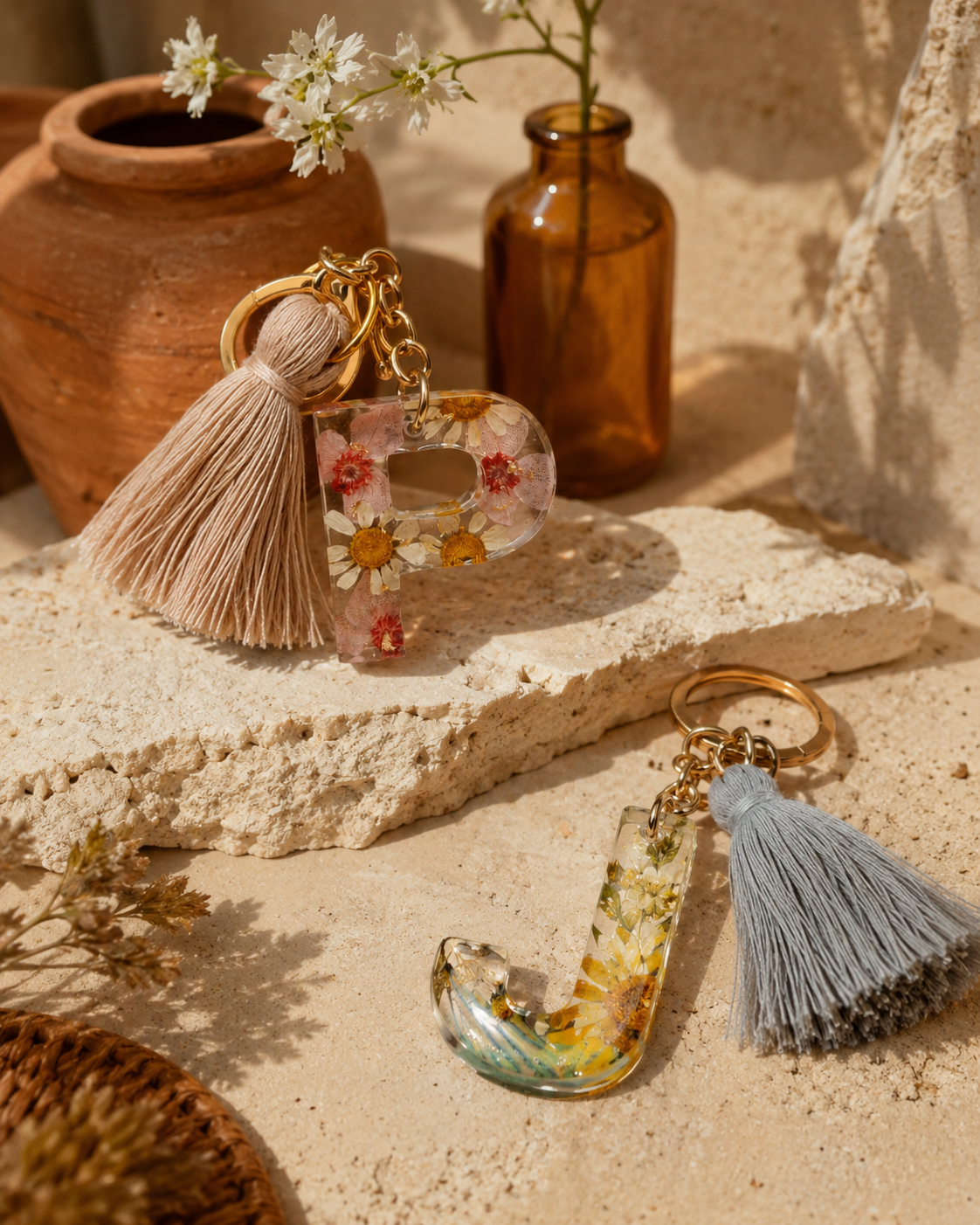 Wildflower Letter Keychain