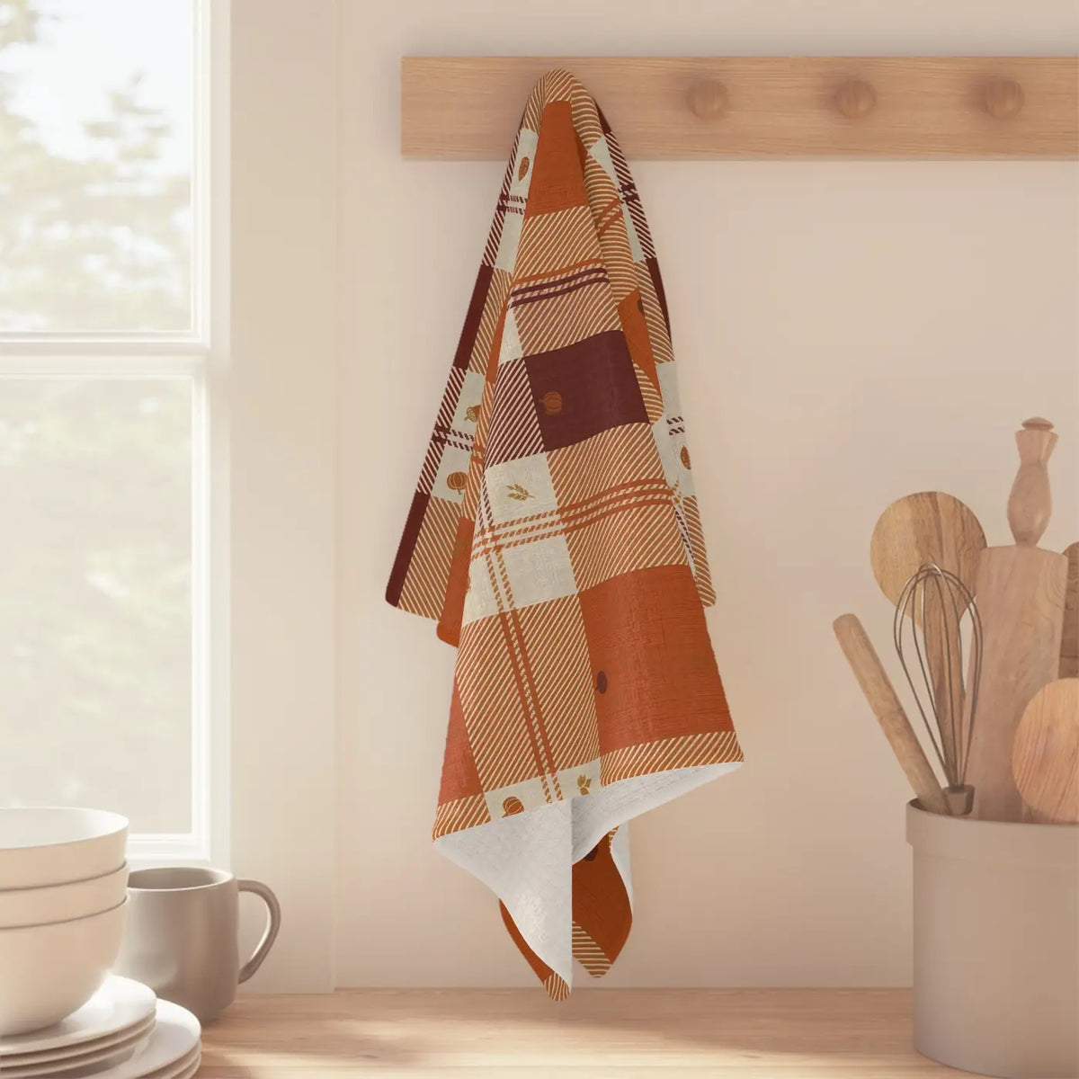 DipaliZ Microfiber Tea Towel Autumn Plaid Quick-dry Performance