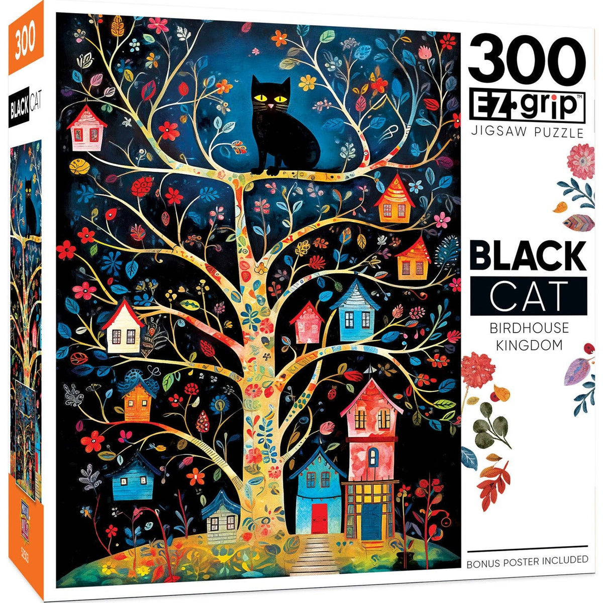 Black Cats - Birdhouse Kingdom 300 Piece EZ Grip Jigsaw Puzzle by Masterpieces Puzzles