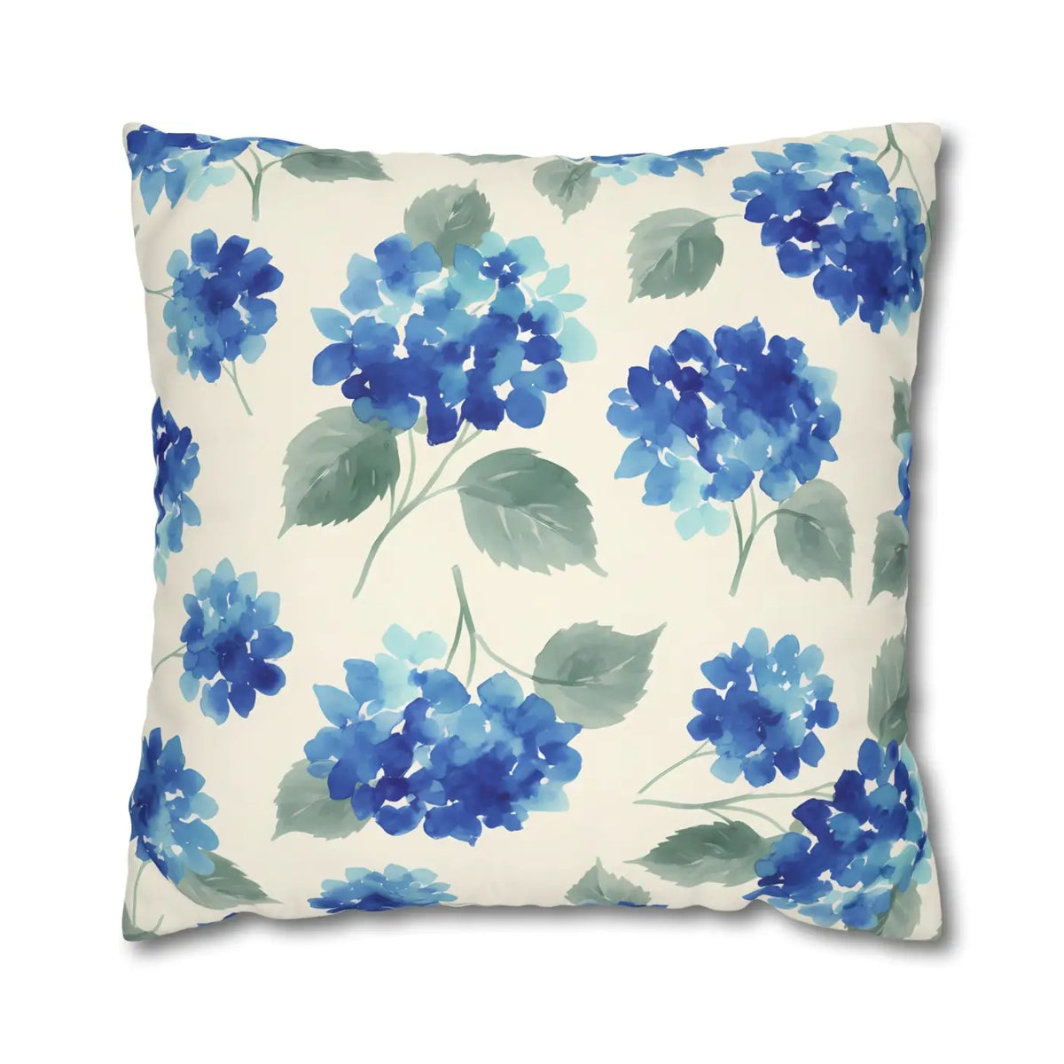 DipaliZ Blue Hydrangea Floral Pillowcase Cotton 18x18
