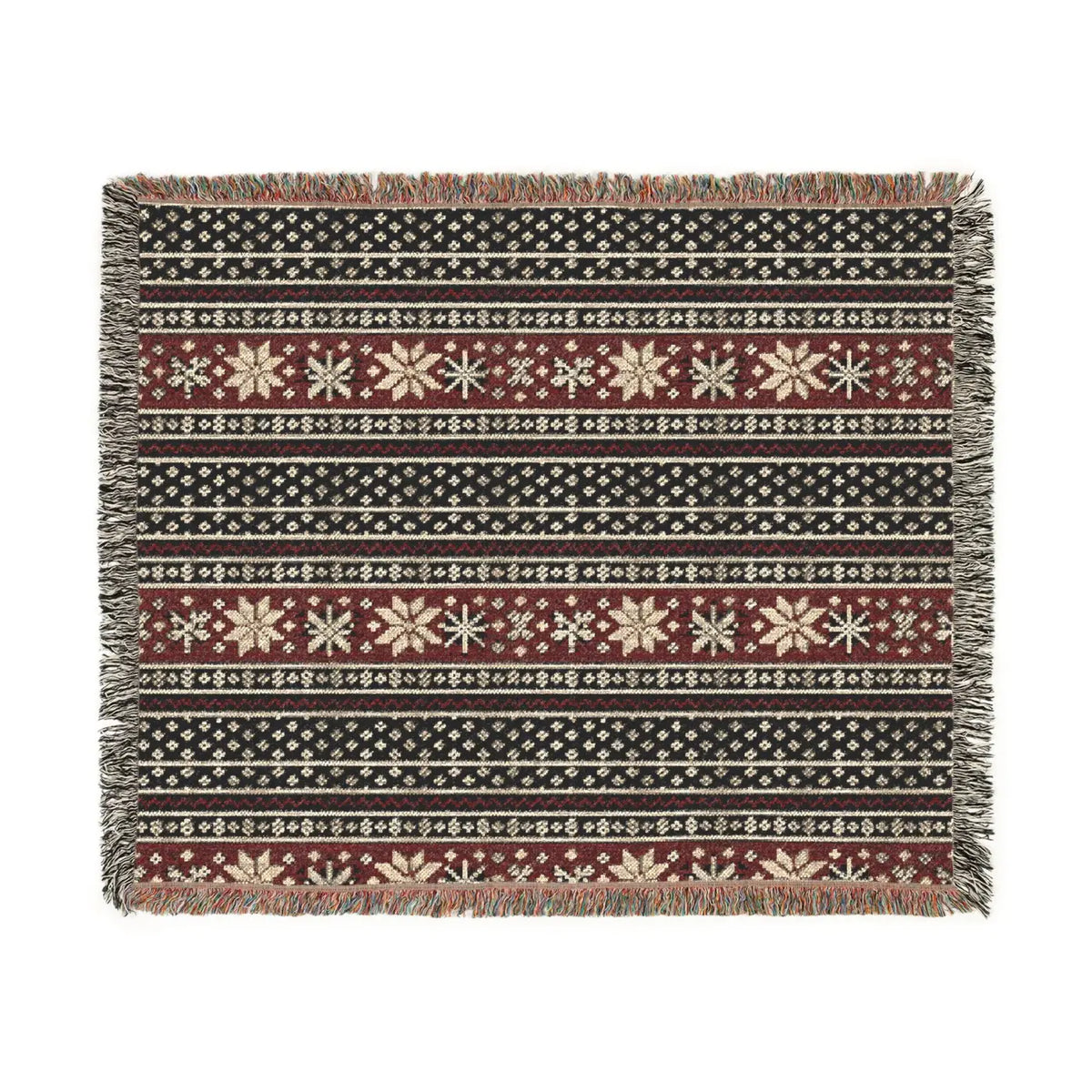 DipaliZ Cozy Woven Blanket Colorful Fringed Edges Cotton