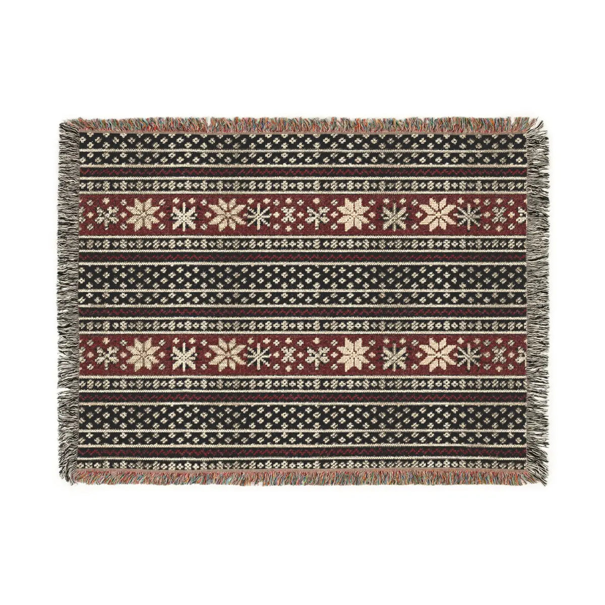 DipaliZ Cozy Woven Blanket Colorful Fringed Edges Cotton