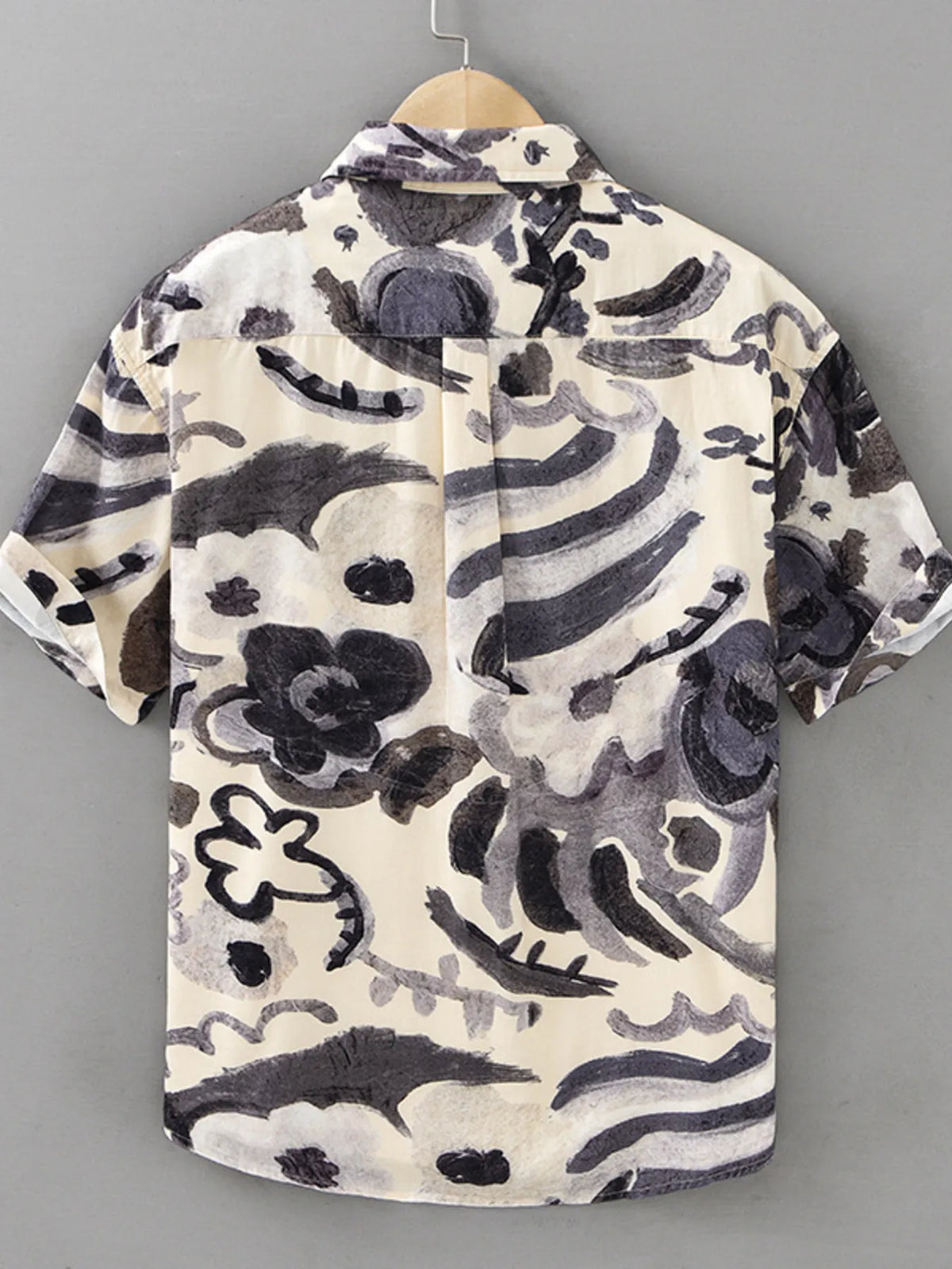 Men's Plus Size Printed Button Up Short Sleeve Shirt
