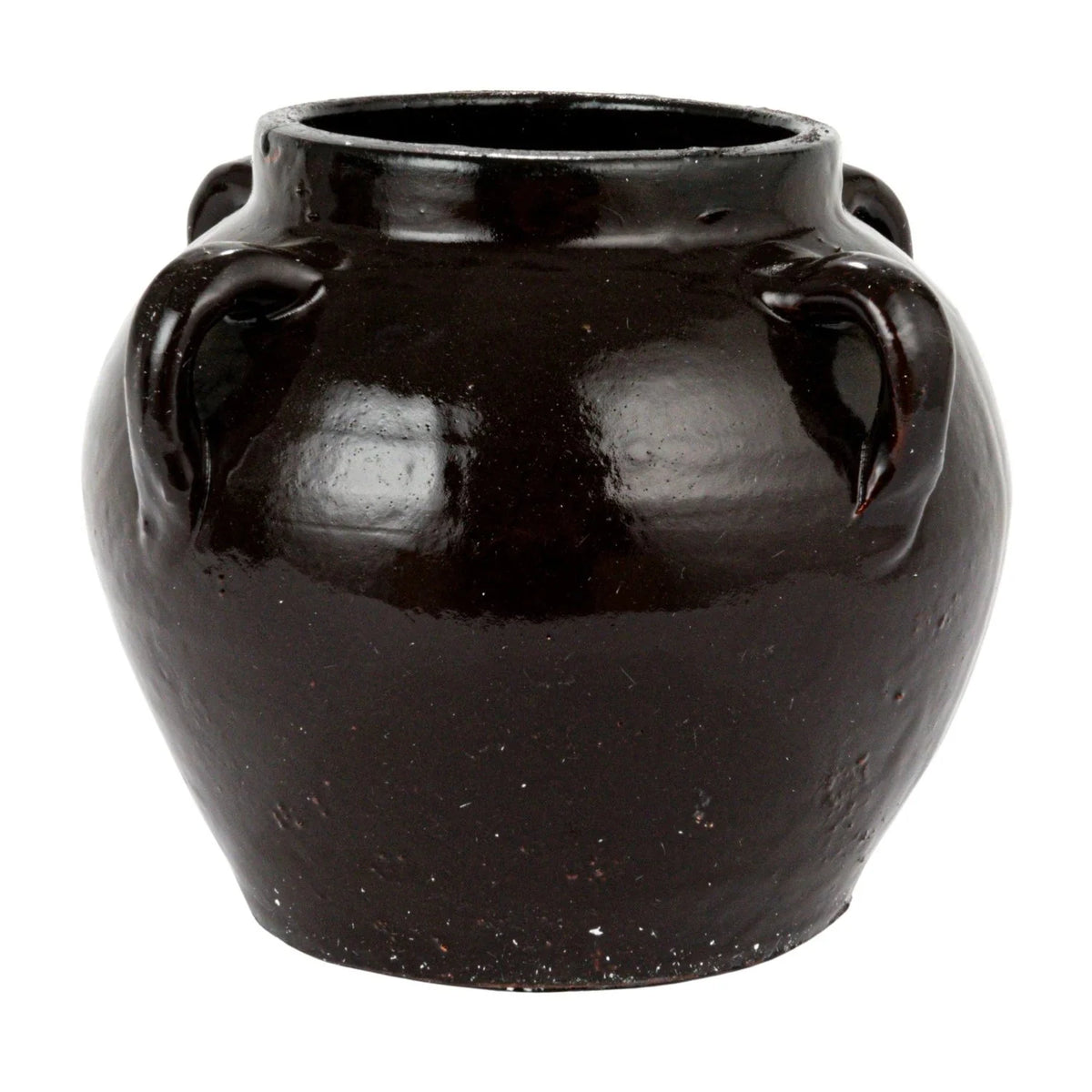 Found Black Clay Jar with Handles