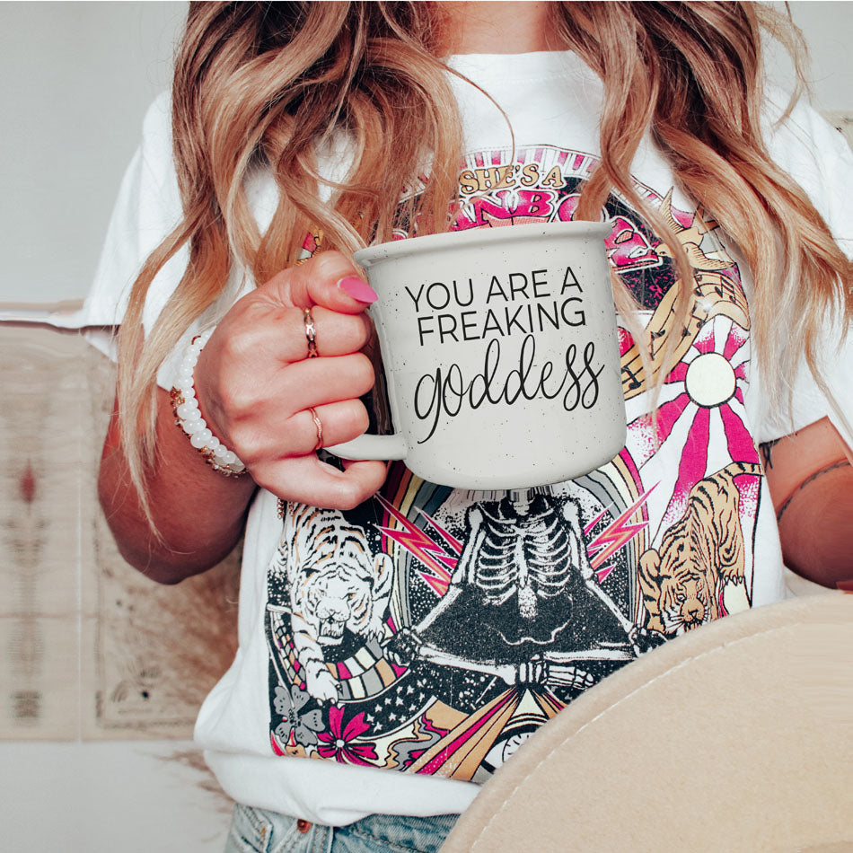 Goddess Ceramic Coffee Mug 14.5oz You Are a Freaking Goddess Inspirational Gift Best