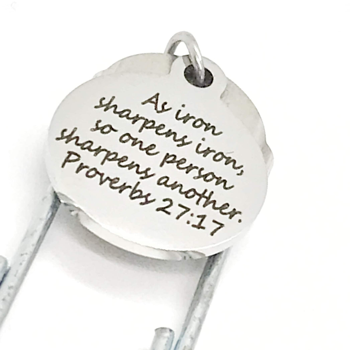 Iron Sharpens Iron Bookmark, Proverbs 27:17, Christian Gift
