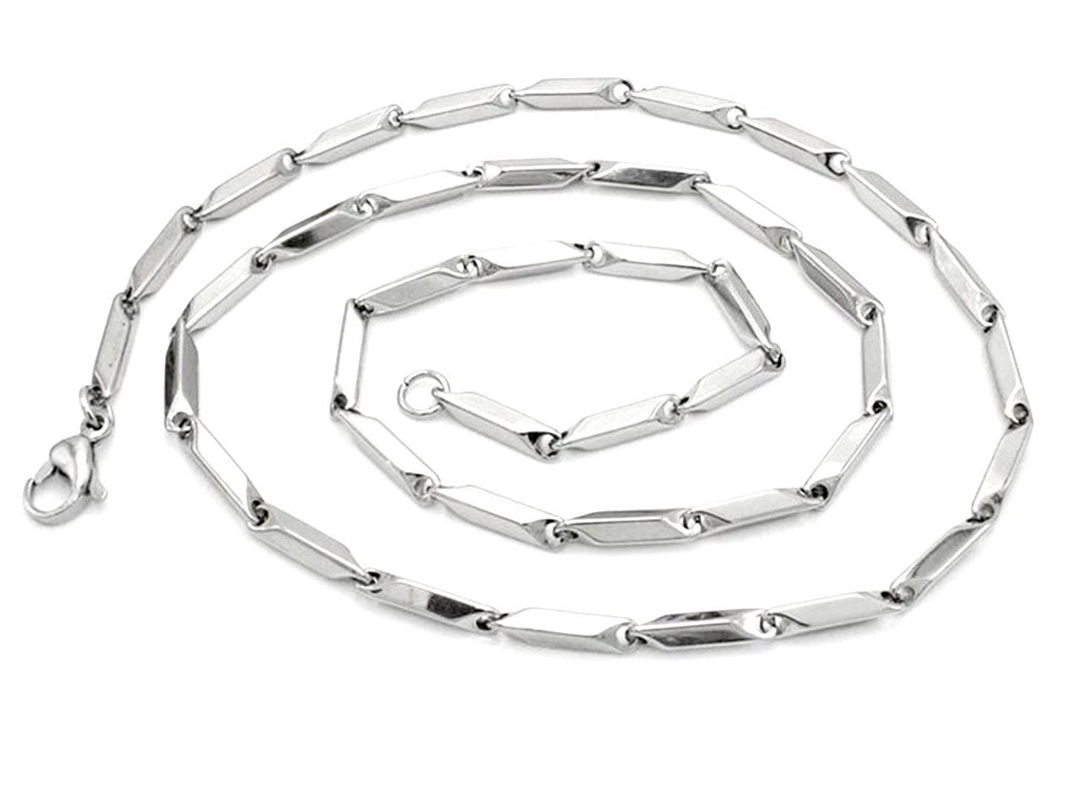 Waterproof Silver Square Bar Chain Necklace for Men Heavy Stainless Steel for Boys Jewelry Girls Jewellery