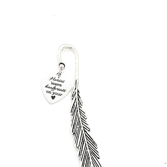Horses Leave Hoofprints Your Heart Bookmark, Horse Lover Gift, Gift For Her, Wife Gift, Horse Quote Charm, Horse Farm Owner, Daughter Gift