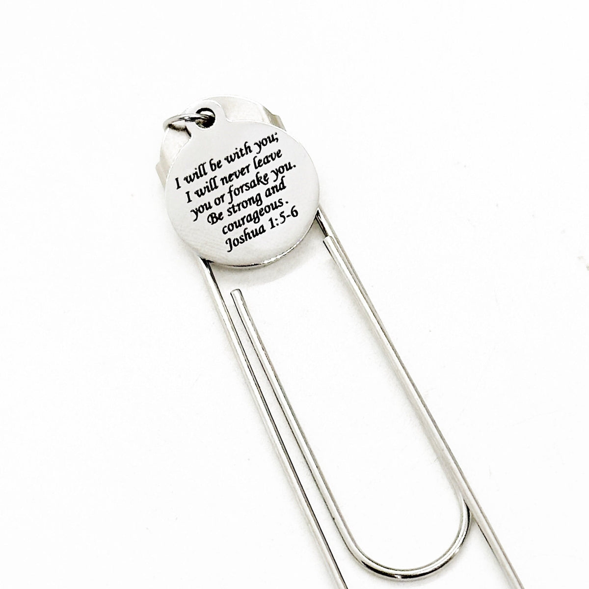 Be Strong And Courageous Charm Bookmark, Joshua 1 5 and 6, Scripture Bookmark, God Is With You, God Never Leaves You, Bible Verse, Faith
