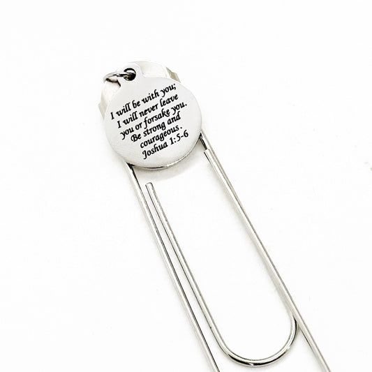 Be Strong And Courageous Charm Bookmark, Joshua 1 5 and 6, Scripture Bookmark, God Is With You, God Never Leaves You, Bible Verse, Faith