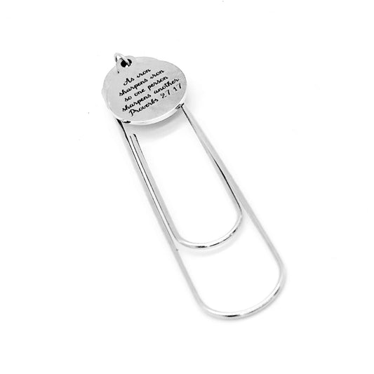 As Iron Sharpens Iron Charm Bookmark, Proverbs 27 17 Bookmark, Scripture Gift, Bible Bookmark, Planner Bookmark, Sharpen Each Other