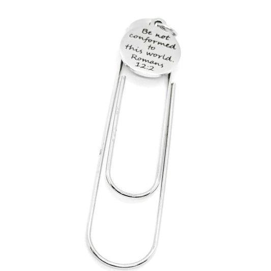 Be Not Conformed To This World Romans 12 2 Bookmark Stainless Steel Paperclip Bookmark With 19mm Scripture Charm Faith Gift Idea