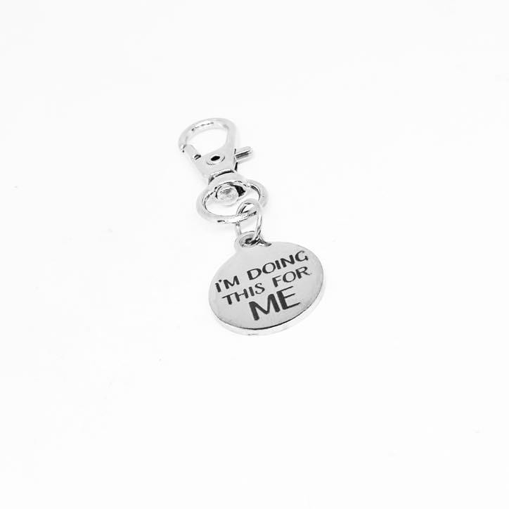 I’m Doing This For Me Stainless Steel Engraved Clip On Charm Motivational Keychain Gift