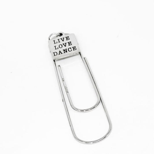 Love Dance Paperclip Bookmark Stainless Steel Engraved Charm Ballet Dancer Gift