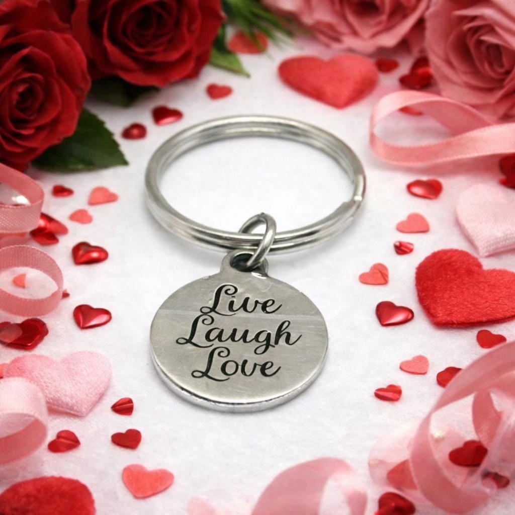Live Laugh Love Keychain Inspirational Gift Stainless Steel Engraved Charm Keyring Friendship Love Gift For Her