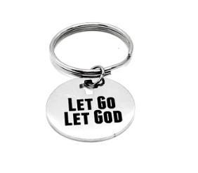 Let Go Let God Faith Keychain Christian Gift Inspirational Religious Stainless Steel Engraved Charm Keyring