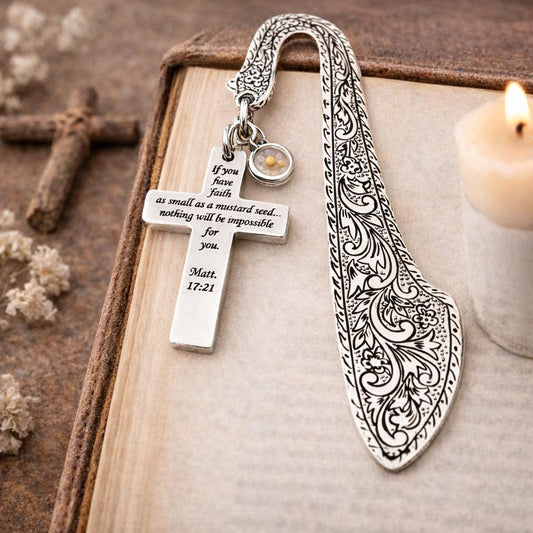 Mustard Seed Faith Cross Bookmark Stainless Steel Christian Bookmark Scripture Gift Matt 17 20 Inspirational Faith Gift