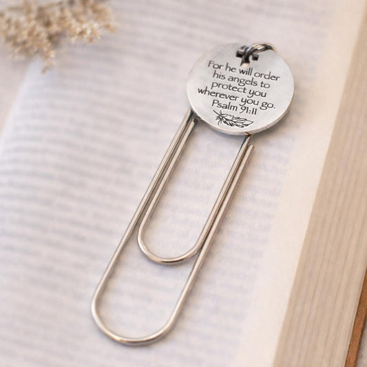 Psalm 91 11 Bookmark Stainless Steel Paperclip Christian Bookmark Angel Protection Scripture Faith Gift For Readers