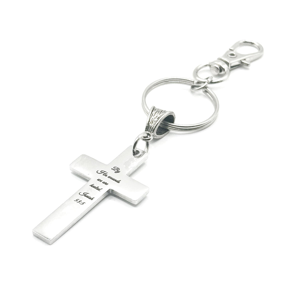 By His Wounds We Are Healed Isaiah 53 5 Cross Keychain Christian Scripture Faith Gift