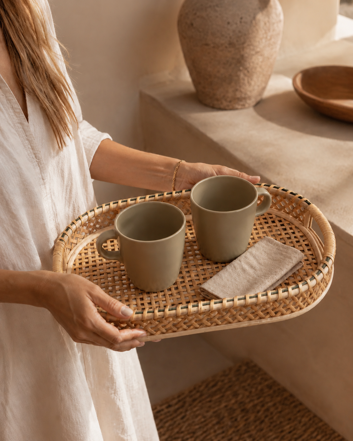 Nora Rattan Oval Tray