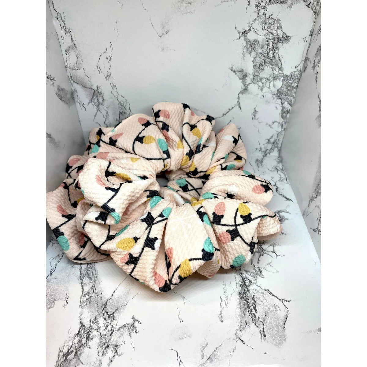Pink Lights Christmas Bullet Scrunchie