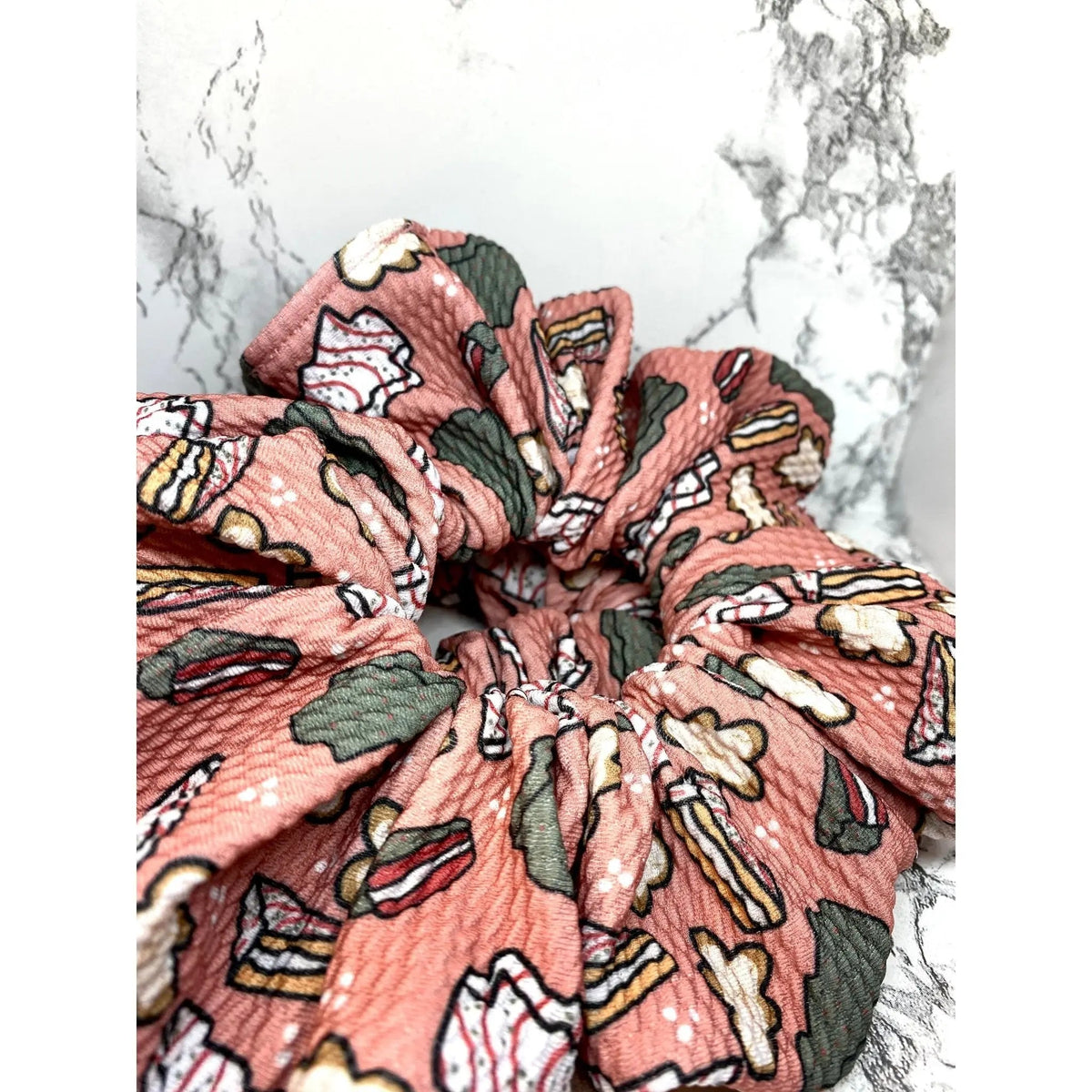 Pink Tree Cakes Christmas Bullet Scrunchie