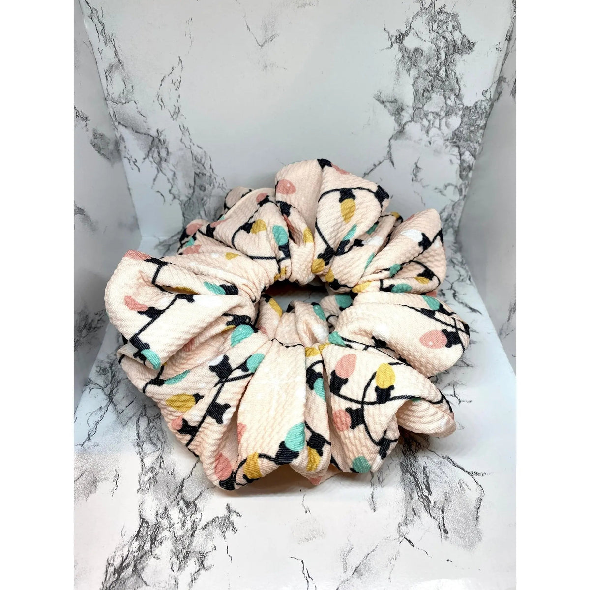 Pink Lights Christmas Bullet Scrunchie