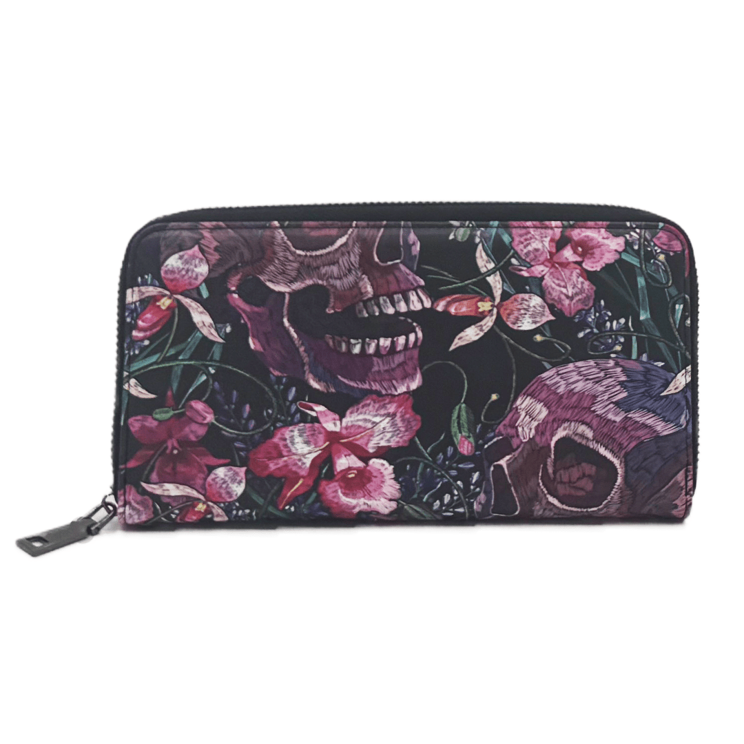 Skulls and Flowers Clutch Wallet