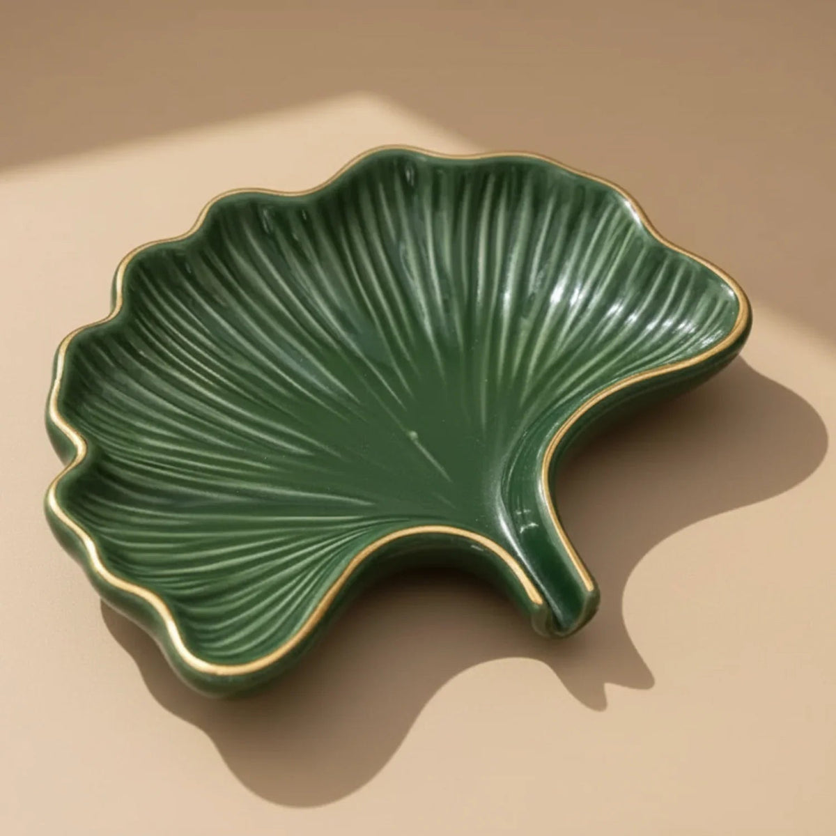 Soap Dish - Ceramic Golden Leaf