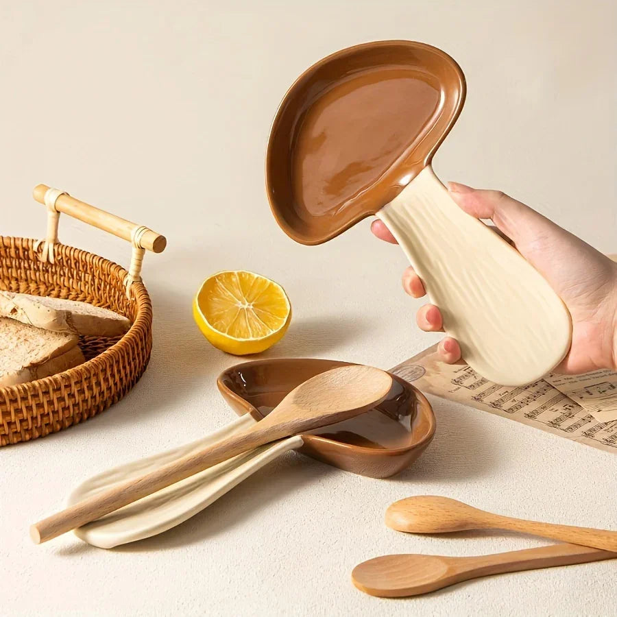 Spoon Rest - Ceramic Mushroom Shape