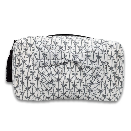 Simply Southern® Quilted Bow Cosmo Bag: Black Bow