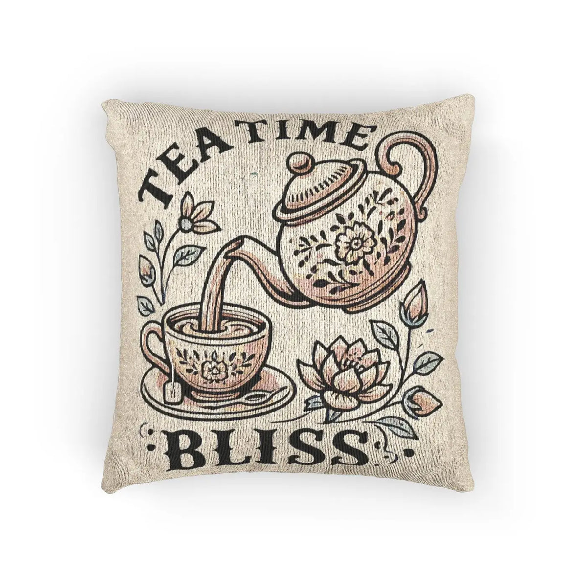 DipaliZ Woven Pillow Cozy Tea Time Bliss Cotton 18x18