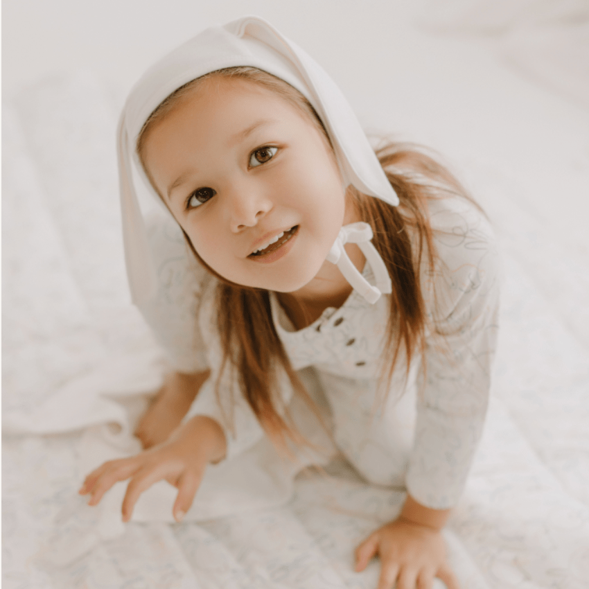 bonnet hat with ears | Ivory