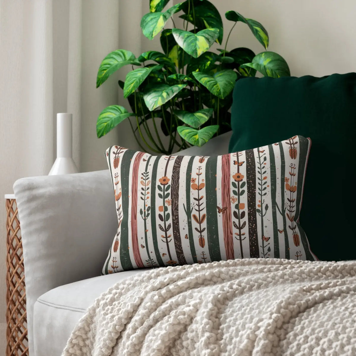 DipaliZ Nature Lumbar Pillow Plants and Flowers 14x22