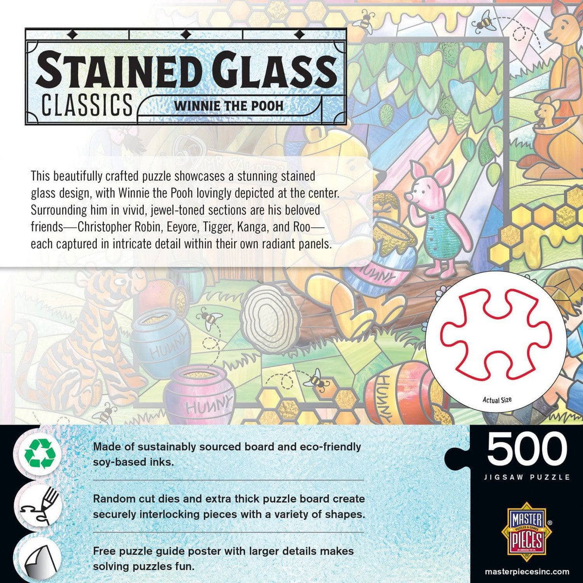Winnie the Pooh Stained Glass 500 Piece Jigsaw Puzzle by Masterpieces Puzzles