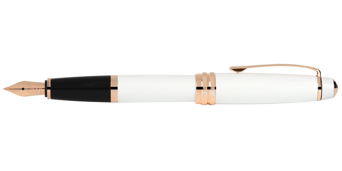 Bailey™ Pearlescent White Lacquer Rose Gold Plated Stainless Steel Fine Nib Fountain Pen